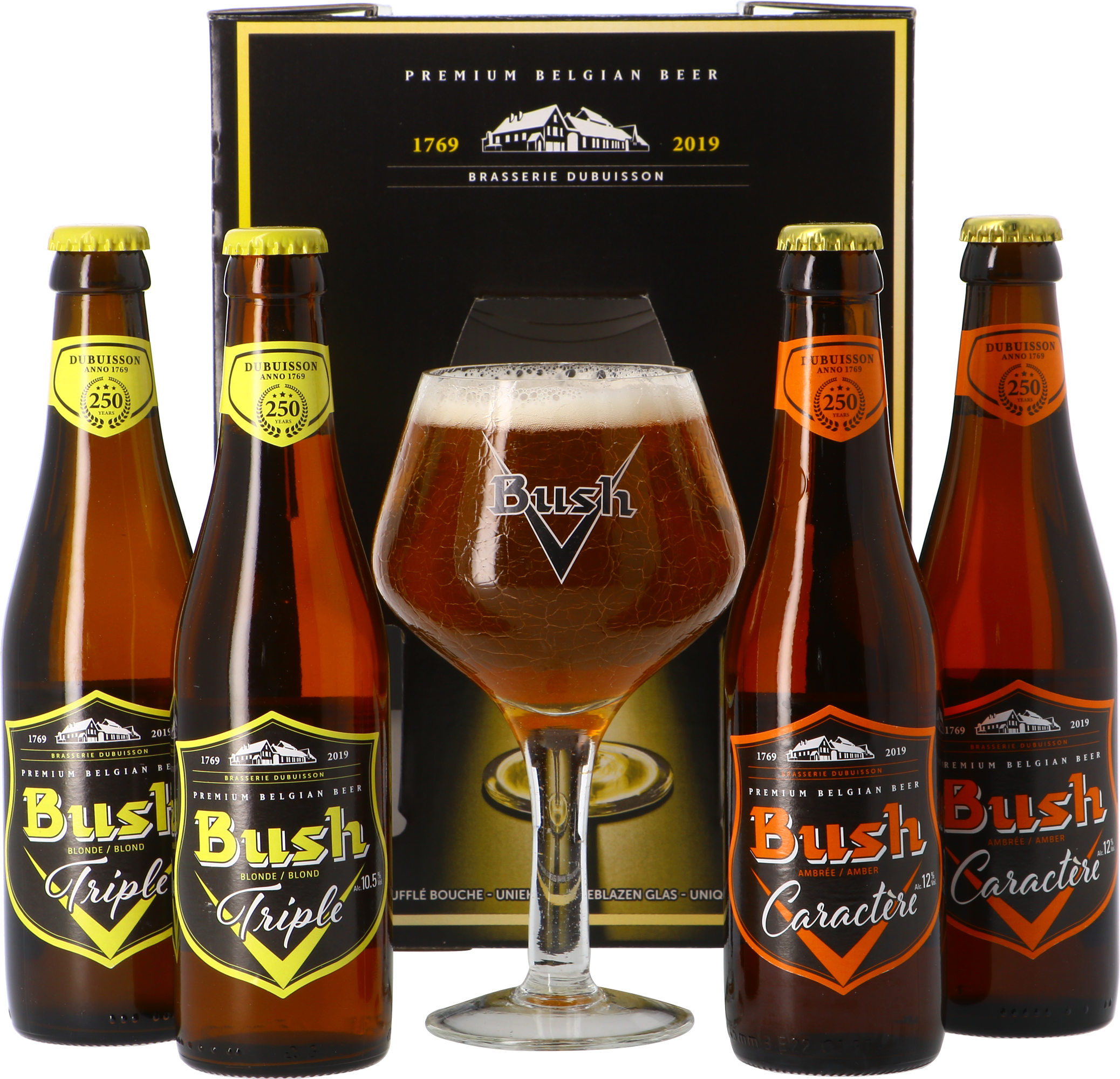 Bush Triple et Caractère Coffret VC
4 bouteilles 33cl + 1 verre