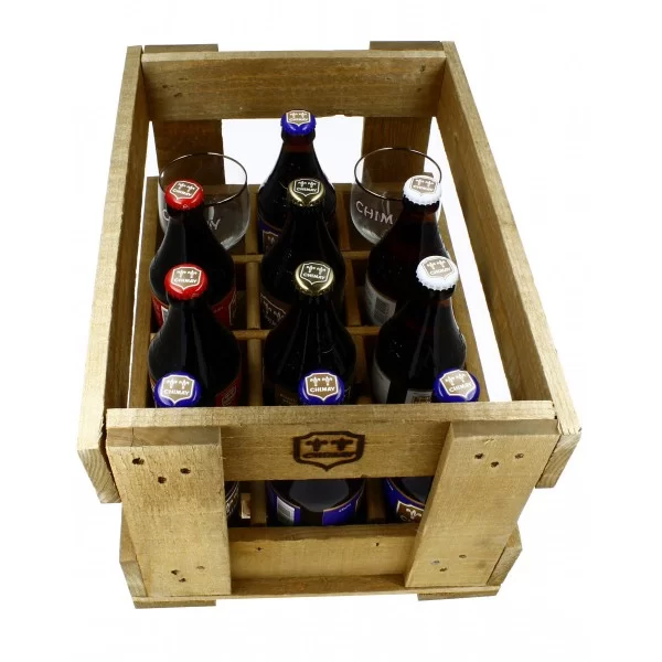 Chimay cageot en bois VC
10 bouteilles de 33cl + 2 verres