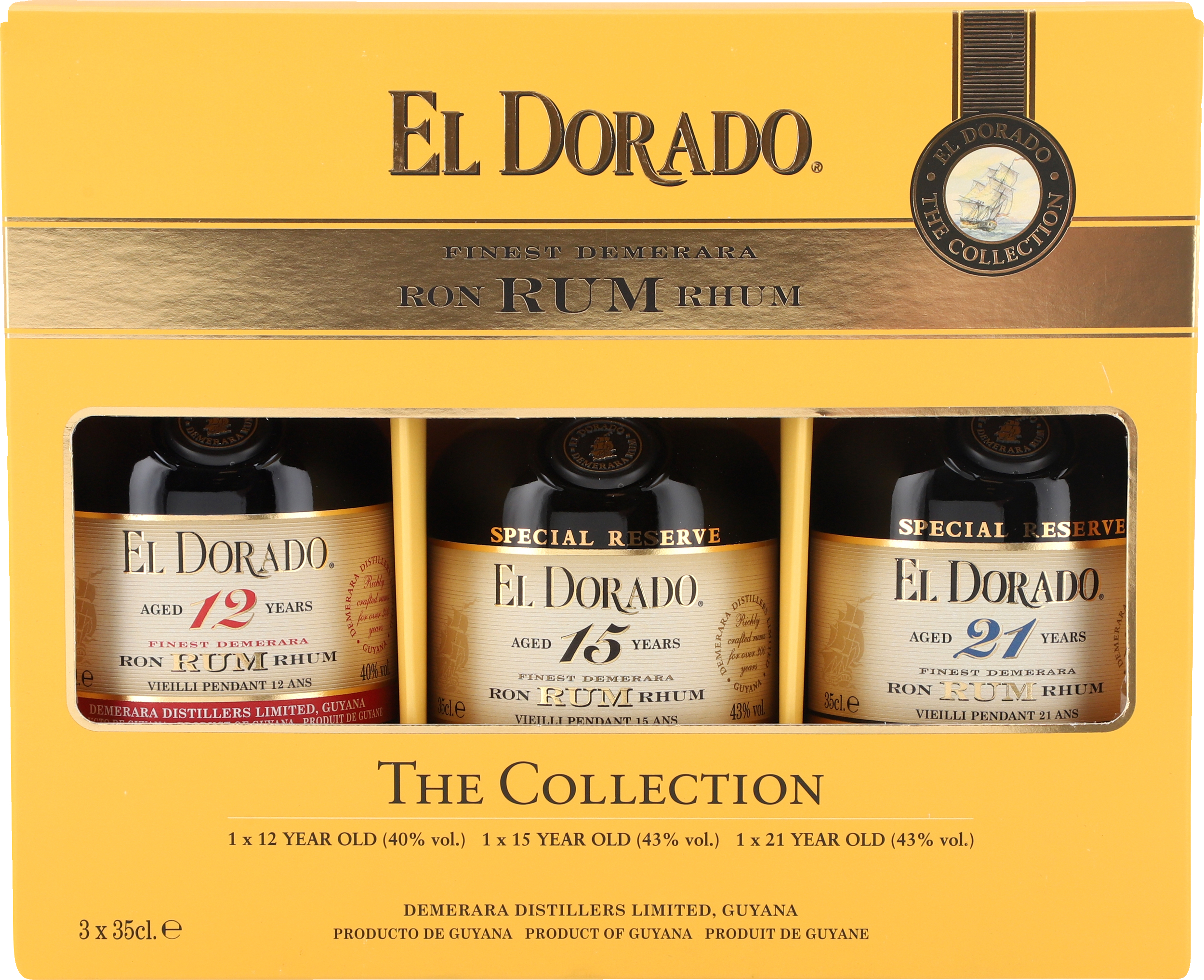 El Dorado Rhum Miniature 
12ANS,15ANS,21ANS Demerara