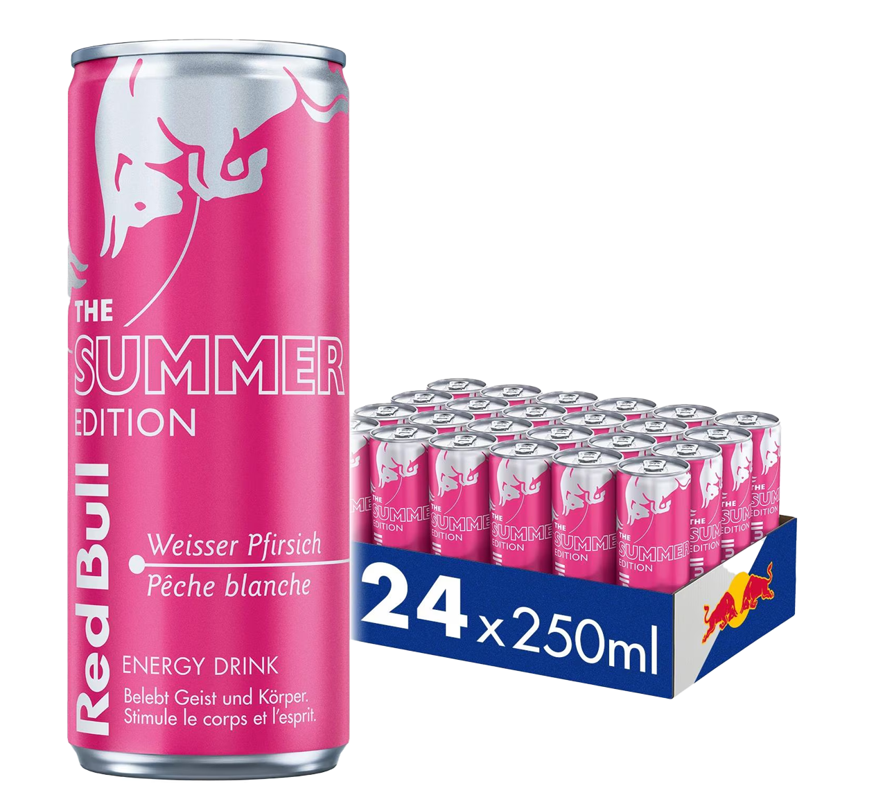 Red Bull Energy Drink Summer Edition 2025 Boîte  **24-pack pêche blanche