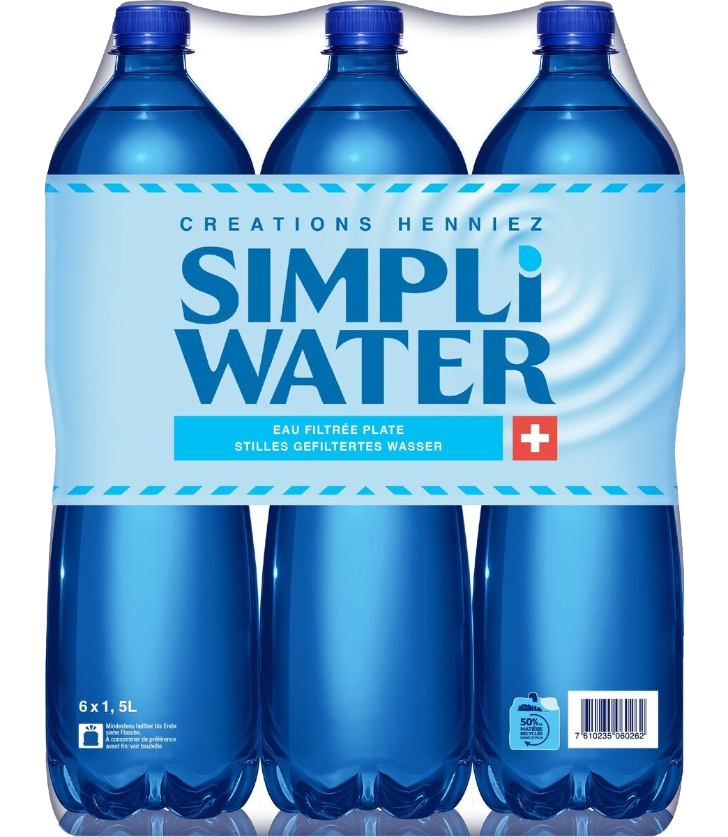 Simpli Water natural Pet bouchon bleu**6-pack