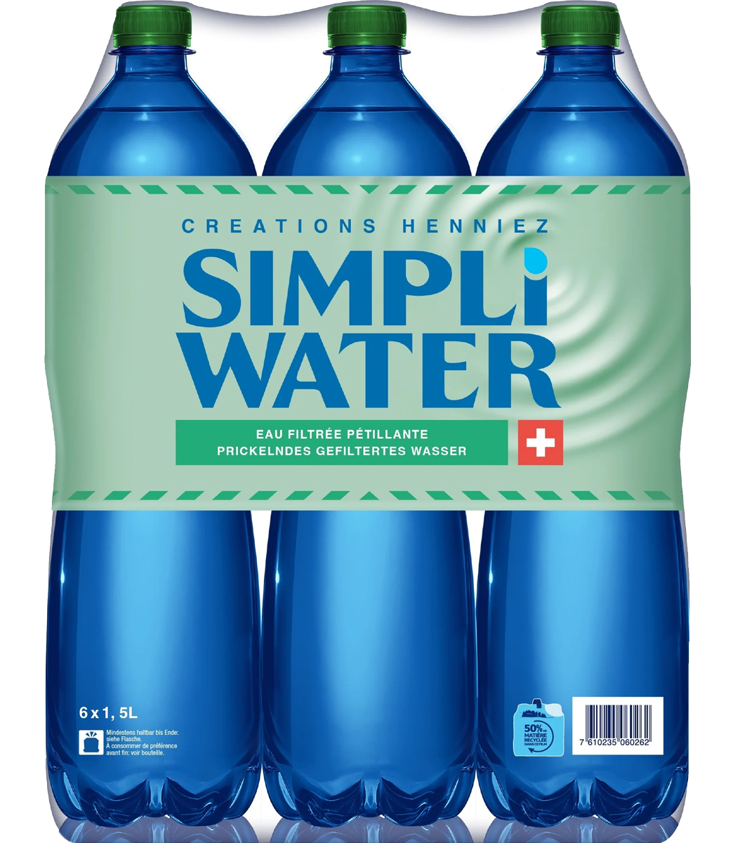 Simpli Water sparkling Pet bouchon vert **6-pack