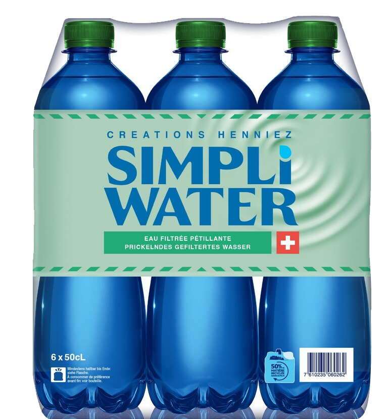 Simpli Water sparkling Pet bouchon vert **4 x 6-pack