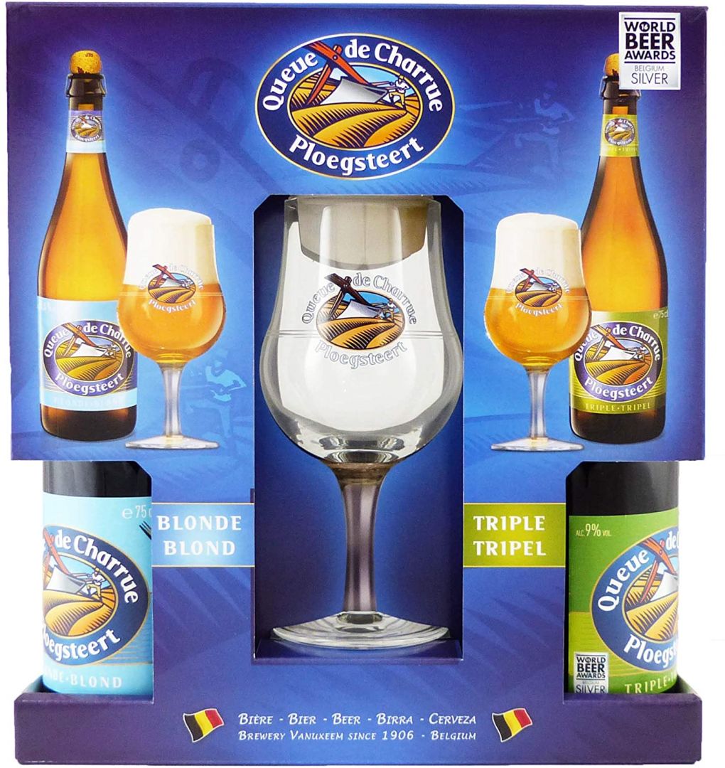 Queue de Charrue Coffret VC
Belgique 2 bt 75cl + 1 verre
(blonde et triple)